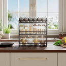 3 Tier Bamboo Wood Spice Rack, Seasoning Bottles Jars Organizer Shelf for Spices or Craft Supplies, Kitchen Counter or Wall Mounting (Brown) by CozyNest Decor