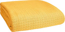 BELIZZI HOME 100% Cotton Bed Blanket, Breathable Bed Blanket Full Queen Size, Cotton Thermal Blankets Full Queen, Perfect for Layering Any Bed for All Season, Mustard Yellow by CozyNest Decor
