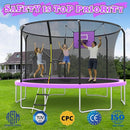 8FT 10FT 12FT 14FT Outdoor Trampoline with Basketball Hoop and LED Lights, ASTM Approved Recreational Trampolines for Kids and Adults with Net and Ladder by TinyTreasures Baby Boutique