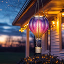 TERESA'S COLLECTIONS Hot Air Balloon Solar Lantern for Garden Decor ,Flickering Flame Hanging Solar Light for Outdoor ,Purple & Pink Plastic Lamp for Yard Tree Gift for Mom by GreenHaven Gardens
