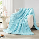 L'AGRATY Chenille Chunky Knit Blanket, Light Blue, 60x80, Heavyweight Throw Blanket for Home Decor by CozyNest Decor