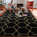 ONASAR 6x9 Area Rugs for Living Room Bedroom, Washable Large Fluffy Black and Gold Throw Rug, Geometric Soft Plush Shaggy Fuzzy Floor Carpet for Nursery Kids Girls Boys Teen Dorm Home Office Decor by TinyTreasures Baby Boutique