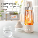 Portable Bottle Warmer for Travel, 12 Oz Milk Warmer for Breastmilk Formula Water, 3 Mins Fast Heating, Long Battery Life, 5 Levels Smart Temp Control, Ideal for Night Feeding, Travel, Car by TinyTreasures Baby Boutique