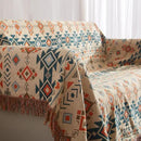 Boho Throw Blanket for Couch Sofa Bed, 100% Cotton Woven Quilt with Tassel 90”x98”, Super Soft Muslin Blanket with Patchwork Printed, Decorative Reversible Bed Blanket/Cover for All Seasons by CozyNest Decor