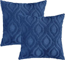 decorUhome Fall Throw Pillow Covers 20x20 Inch Set of 2, Soft Plush Decorative Faux Fur Dark Blue Solid Couch Pillow Covers, Accent Farmhouse Neutral Square Euro Pillow Cases for Sofa Bed Living Room by CozyNest Decor