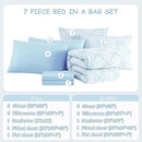 Queen Comforter Set with Sheets for Girls-7 Pieces Queen Bedding Sets with Light Blue Comforter, Sheets, Pillowcases & Shams for Kids (Light Blue Bow Knot, 90" X 90") by TinyTreasures Baby Boutique