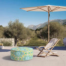 Inflatable Ottoman Stool D31 xH14 for Outdoor/Indoor Use, Water Repellent Patio Foot Rest Stool with Portable Handle,Round Pouf Ottoman Suitable for Garden,Deck and Camping - Damask Green by CozyNest Decor