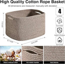 Storage Baskets for Shelves Organizing, Woven Cotton Rope Baskets for Storage, Book Basket, Decorative Shelf Basket, 12.5"Lx9.1''Wx7.9''H (4 Packs) Dark Brown by CozyNest Decor