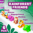 Tub Works® Rainforest™ Mold Free Bath Toys, 6 Pack | Sealed, No Hole Bath Toys Design Keeps Moisture Out | Soft, Squeezable & Float on Water | Easy-Grip Baby & Toddler Bath Toy | Great Baby Pool Toys by TinyTreasures Baby Boutique
