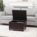 Leather Storage Ottoman Bench with Steerable Rolling Wheels, Rectangle 24 Inch Foot Rest Ottomans Stool for Living Room Bedroom (Vintage Brown) by CozyNest Decor