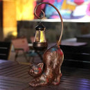 Laughing Cat Figurine with Solar-Powered LED Light, 15.7 Inches Tall Antique Bronze, Perfect for Gift Garden Decor or Housewarming for Cat Lovers. by GreenHaven Gardens