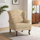 Accent Chair, High Back Upholstered Armchair with High Resilience Sponge & Wood Legs, Mid-Century Modern Comfy Single Sofa Reading Chairs for Living Room, Bedroom (Floral Light Brown, Set of 1) by CozyNest Decor