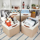 HNZIGE Fabric Baskets for Organizing 13x13 Storage Cubes, Set of 4 Fabric Foldable Canvas Storage Bins for Shelves, Cloth Storage Bins for Cube Organizers Toy Nursery Closet Bedroom?Beige&White? by TinyTreasures Baby Boutique