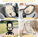 Infant Car Seat Insert for Newborn Girls Boys, Summer Mesh Baby Carseat Head Support with Strap Pads, Soft Reversible Baby Car Seat Insert Cushion Pad for Car Seat, Stroller, Bouncer, Swing, Beige by TinyTreasures Baby Boutique