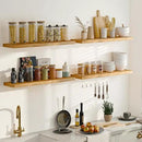 Floating Shelves for Wall, 42" Flat Edge Solid Elm Wood Floating Shelf, Wall-Mounted Display Shelves with Invisible Heavy-Duty Metal Bracket, Floating Shelf for Living Room Kitchen, Natural by CozyNest Decor
