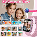 Smart Watch for Kids Girl Gift Ages 3-12, 2 Screen Protector, 26 Puzzle Games, HD Camera Video Music Player Touchscreen Pedometer, Educationtal Toy Brithday Gifts for Girl Ages 4 5 6 7 8 9 10(Pink) by TinyTreasures Baby Boutique