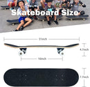 Skateboard,31 x 8 Inch Complete Skateboard, 8-Layer Maple Wood Deck Double Kick Standard Skateboards for Kids, Teens, Adult, Beginner by TinyTreasures Baby Boutique