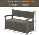 70 Gallon Deck Bench with Storage,Outdoor Storage Box Bench Waterproof&Lockable, Resin Patio Furniture with Armrest for Patio, Porch, Garden,Grey by CozyNest Decor