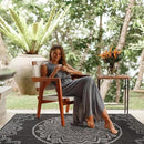 CAMILSON Outdoor Rug 5x7 Modern Area Rugs for Indoor and Outdoor Patios and Porches - Waterproof Washable Non-Shedding Easy-to-Clean Outside Carpet (5 x 7, Medallion - Dark Grey/Light Grey) by CozyNest Decor