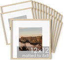 HAUS AND HUES Square Picture Frames Set of 25 - Wooden 12x12 Frames with Mat, Gallery Wall Set (Beige Oak) by CozyNest Decor
