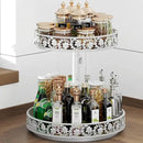 2 Tier Lazy Susan Organizer Turntable Adjustable,12 Inch Two Tier Lazy Susan Metal Easy Assembly Cleaning, Rotating Spice Rack Organizer for Cabinet Dining Table Kitchen Countertop White by CozyNest Decor