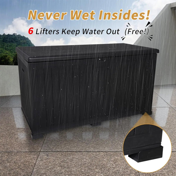 KUIKUI 288 Gallon Waterproof Deck Box, Outdoor Storage Box Waterproof Lockable with Divider and Lifter Prevent Water Seeping into from Floor for Patio Cushions, photo 2 of 6