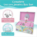 The Memory Building Company Unicorn Musical Jewelry Box, Classic Melody Storage Organizer Kids Ages 6-12, Wood Construction w/ 2 Compartments by TinyTreasures Baby Boutique