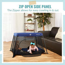 Dream On Me Travel Light Playard with Mesh Zipper Door in Navy by TinyTreasures Baby Boutique
