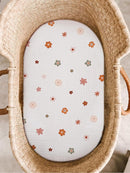 Bassinet Sheet for Baby Boy and Girl, Fitted Sheets for Rectangle, Oval, Hourglass Bassinet Mattress, Muslin Moses Basket Sheets with Neutral Style (Flower-B) by TinyTreasures Baby Boutique