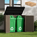 ZZM Large Outdoor Storage Shed, 48 Cu Ft Resin Versatile Storage Cabinet for Patio Accessories, Trash Cans & Garden Tools, Durable Horizontal Storage Box with Lockable Lid (Coffee) by GreenHaven Gardens