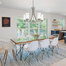 BONLICHT 5 Light Modern Chandeliers Brushed Nickel Kitchen Island Dining Room Lighting Fixtures Ceiling Hanging Clear Hammered Glass Pendant Lamp Transitional Pendant Lights for Living Room Foyer by CozyNest Decor