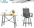 PHI VILLA 5 Piece Patio Bar Set, High Top Outdoor Dining Table and Chairs with Swivel Bar Stools (Gray) & Wood-Like Steel Rectangle Bar Table for Yard, Deck, Garden and Kitchen by CozyNest Decor