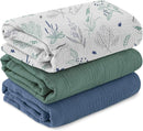 Muslin Swaddle Blankets for Newborn, 3 Pack Breathable Soft Receiving Blanket, Large 38 x 40 inches Swaddle Wrap Burping Clothes Diapers, Essentials Infant Shower Items, Toddler Gift (Fawn & Leaves) by TinyTreasures Baby Boutique