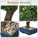 Artificial Bonsai Tree Juniper Faux Plants Indoor Fake Plants Decor with Blue Square Ceramic Pots for Home Table Office Desk Bathroom Shelf Bedroom Living Room Farmhouse Decorations by GreenHaven Gardens