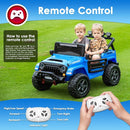 24V 2 Seater Ride On Truck with Remote Control 4WD Electric Car for Kids Ride On Car Battery Powered Ride On Toy Car with Music Player, LED Lights, Bluetooth, Rear Shock Absorber, Blue by TinyTreasures Baby Boutique