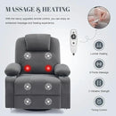 Oversized Swivel Rocker Recliner Chair with Heat and Massage, 360 Degree Swivel Rocking Single Sofa with Cup Holders and USB Port, Big Large Recliner Chair for Living Room (Fabric, Darkgrey) by CozyNest Decor