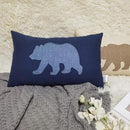Lumbar Pillow Covers 12x20 Inches Bear Decorative Cotton Linen Throw Lumbar Waist Embroidered Cushions Covers for Couch Sofa Bedroom (Blue) by CozyNest Decor