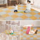 Skyweaver 12 Tiles Soft Non-Toxic Baby Play Mat for Floor EVA Foam Jigsaw Puzzle Play Mat, Interlocking Squares with 0.6inch for Babies, Toddlers & Kids Gym, Nursery, Playroom, Light Brown by TinyTreasures Baby Boutique