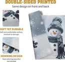 Snowman Placemats Set of 4, 12x18 Inch Winter Cute Blue Snowman Snowflake Table Mats Seasonal Christmas Holiday Washable Linen Fabric Place Mats for Farmhouse Party Kitchen Dining Decor by CozyNest Decor