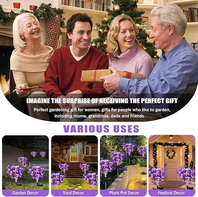 Kohlrabi Solar Garden Lights Outdoor, 6 Pack Solar Butterfly Lights Purple Lavender Gardening Gifts for Women, Purple Artificial Flower with Butterfly Garden Decor for Lawn Patio, photo 7 of 7