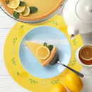 Whaline 4Pcs Round Placemats Lemon Embroidered Place Mats Summer Lemon Greenery Leaves Dinner Table Mats for Home Wedding Baby Shower Birthday Party Decor by CozyNest Decor