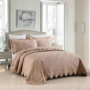 MarCielo 3-Piece 100% Cotton Oversized Bedspread Lightweight Quilt Coverlet Embroidery Farmhouse Bedding Set (TK Pale Taupe Camel, Oversized Queen (100"x106")) by CozyNest Decor