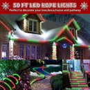 Christmas Rope Lights Outdoor, 50Ft 600 LED Red and Green String Lights, Waterproof Tube Light Plug in 8 Modes Timer Memory, Permanent Christmas Lights for Tree Fence Yard House Decorations by GreenHaven Gardens