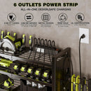 Power Tool Organizer Wall Mount with Charging Station 4 Layer 6 Slot Cordless Drill Holder with Angle Grinder Holder (Black) by GreenHaven Gardens