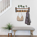 Sorbus Coat Hooks Wall Mount with Shelf – 24 Inch Coat Rack Wall Mount with 5 Heavy Duty Hooks – Floating Wall Shelf with Hooks for Entryway, Bathroom, Bedroom, Kitchen, or Mudroom (Rustic Brown) by CozyNest Decor