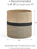 Dahey Jute Rope Plant Basket Modern Woven Storage Basket for 10" Indoor Planter, Decorative Flower Pots Cover Laundry Bin with Handle Rustic Home Decor, Black by GreenHaven Gardens
