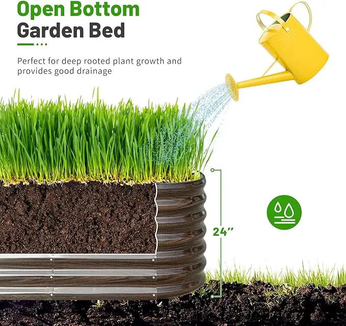 SnugNiture 8x2x2ft Raised Garden Bed Kit, 24" Tall Outdoor Metal Raised Planter Box for Planting Plants Vegetables Flowers Fruits, Brown, photo 4 of 7