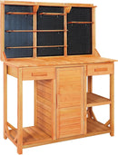 Outdoor Garden Potting Bench, Horticultural Wooden Workstation Table with Storage Drawer, Cabinet, Metal Pegboard, Adjustable Hooks and Shelves for Backyard, Patio, Greenhouse by GreenHaven Gardens