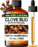 Kukka Clove Oil for Teeth and Gums - 4 Fl Oz - 100% Pure Natural Clove Essential Oil - Steam distilled from Flower Buds for Potency - Perfect Solution for Oral Care, Hair, Diffuser & Soap Making Scent by CozyNest Decor