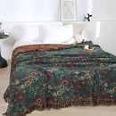 Boho Throw Blanket for Bed - 100% Pure Cotton Ultra Soft Rustic Quilt - Farmhouse Decor Bed Blankets, All Season Rustic Throw for Sofa Couch Chair(91''x 98'', Floral) by CozyNest Decor